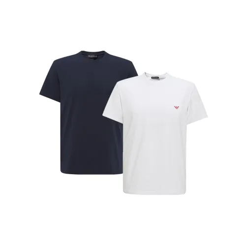 EMPORIO ARMANI T-Shirts Men Set Of 2 White+Navy Blue