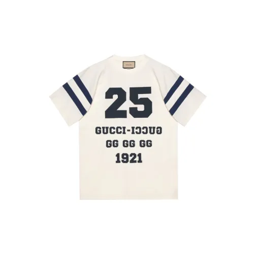 Gucci SS21 Men Alphabet Pattern Loose Short Sleeve T-shirt White