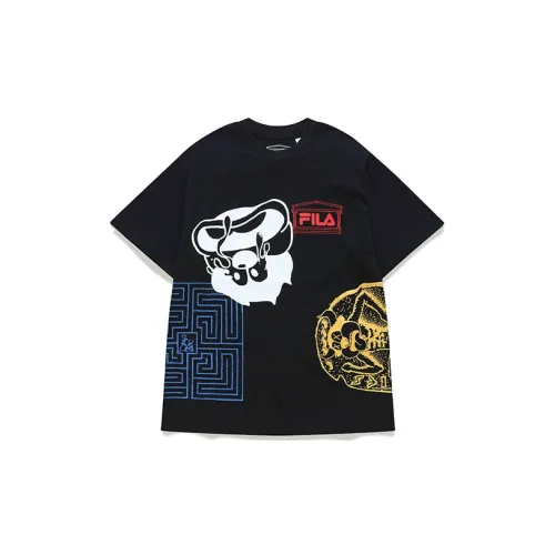 Aries X FILA FUSION ARIES Collaboration Collection T-Shirts Unisex Pitch Black