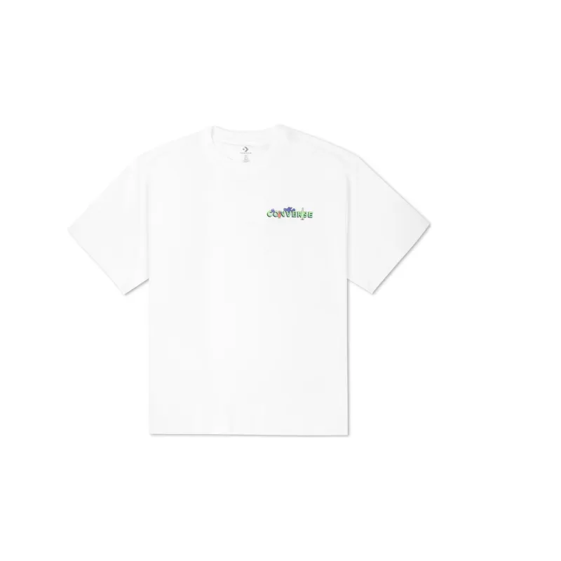 Converse Drop Shoulder Sleeve T Shirt Unisex White-1