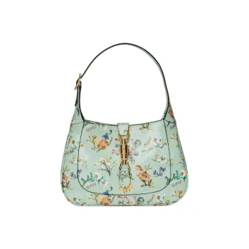 GUCCI Jackie 1961 Leather Crescent Shoulder Bag Shoulder Bag Women's Cyan