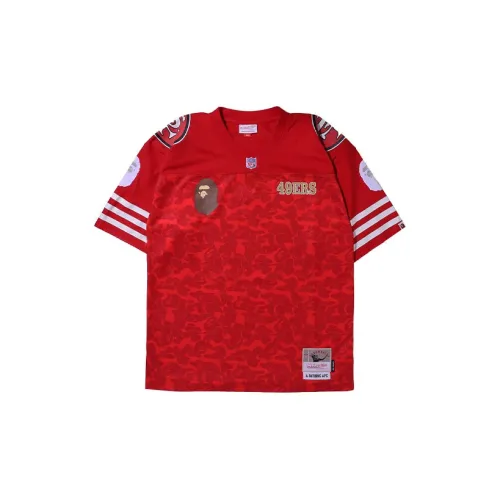 Mitchell Ness X A BATHING APE Bape X Mitchell & Ness Co-Branded T-Shirts Unisex Red