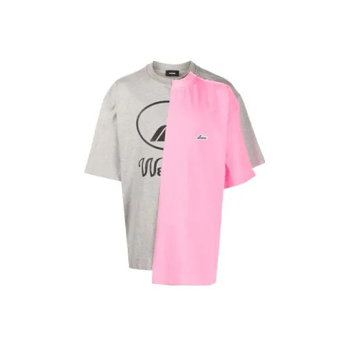 WE11DONE T-Shirts Unisex Gray Pink Multicolor