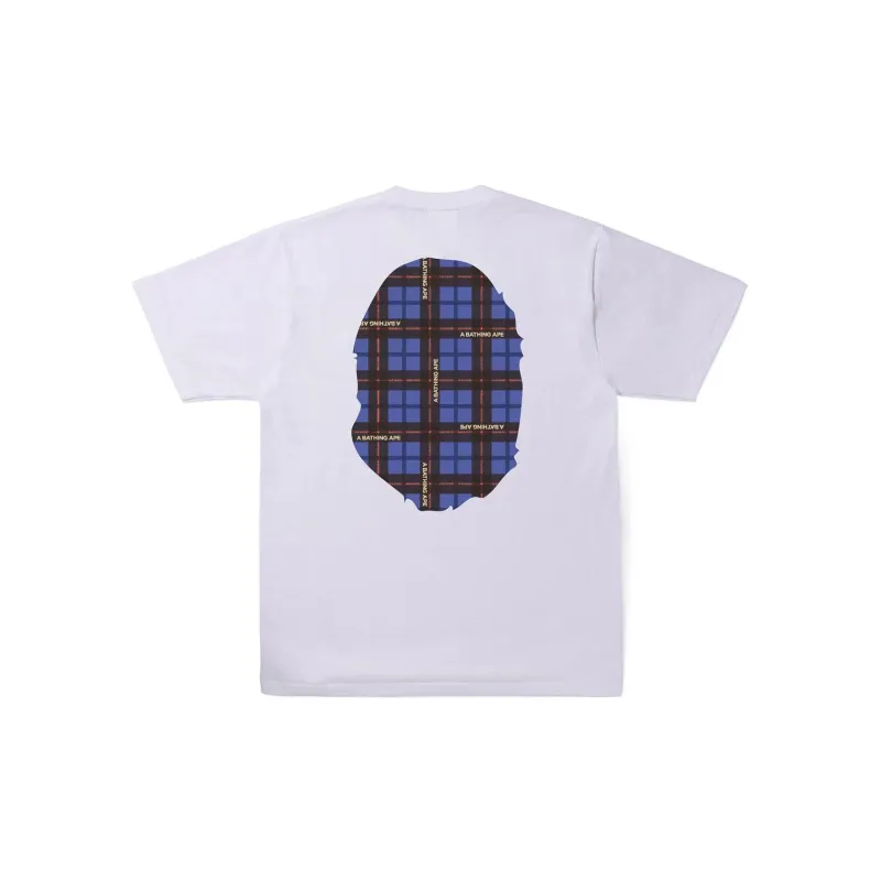 A BATHING APE Logo Check Big Ape Head Tee-5