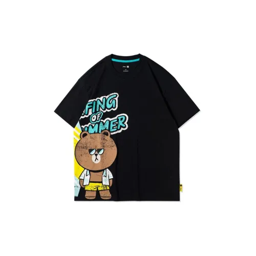 Line Friends X LINING Sports Fashion Collection T-Shirts Unisex Black