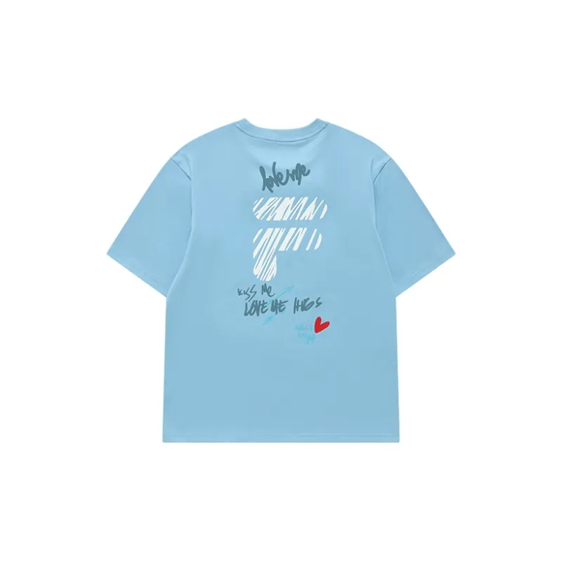 FILA FUSION Drop Shoulder Sleeve T-Shirt Unisex Blue Hyacinth-1