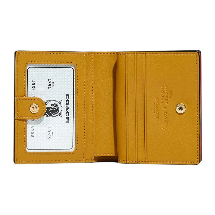 COACH Disney Keith Haring Collaboration Snap Wallet Pebbled Leather Card Holder Wallet Unisex White-1
