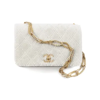 CHANEL Lambskin And Gold Metal Shoulder Bag, Crossbody Bag Women's White