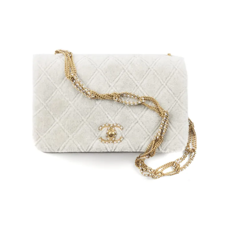 CHANEL Lambskin And Gold Metal Shoulder Bag, Crossbody Bag Women's White-0