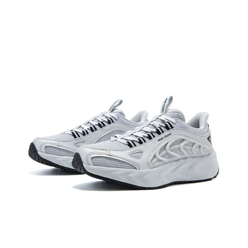 PEAK Breathable Abrasion Resistant Slip Resistant Low Top Running Shoes Men's White Gray-1