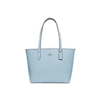 COACH City Zip Tote Cross-Stitch Leather Tote Bag Shopping Bag Handbag Shoulder Bag Large Size Women's Light Blue