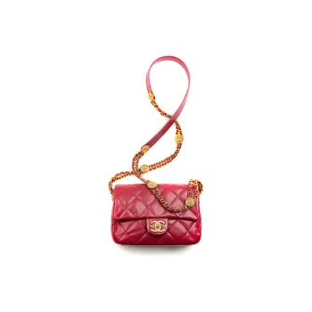 CHANEL Calfskin Shoulder Bag Crossbody Bag Small Size Women's Multicolor Included