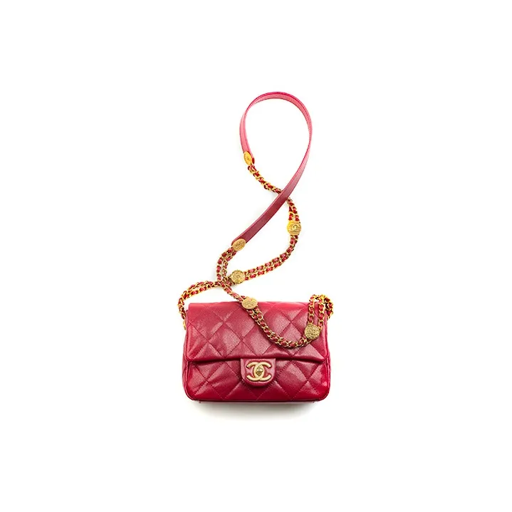 CHANEL Calfskin Shoulder Bag, Crossbody Bag Trumpets Women's Includes Multicolor-6