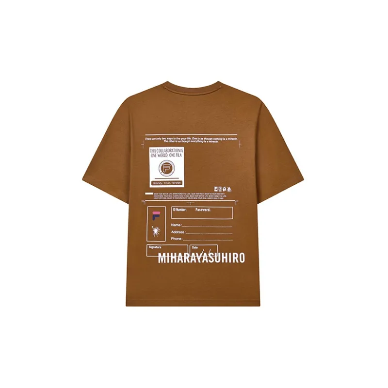 FILA MIHARA YASUHIRO Collaboration Collection T Shirt Men's Brown Yellow-1