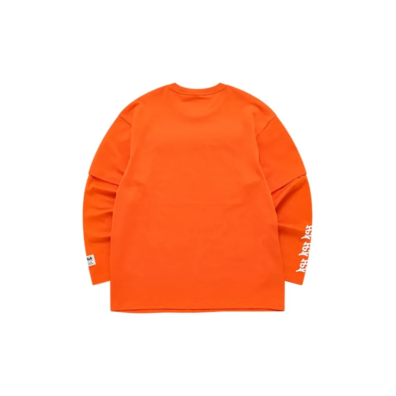 FILA FUSION Drop Shoulder Sleeve T Shirt Men's Persimmon Orange-1