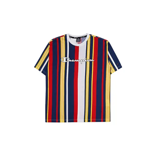 Champion T-Shirts Unisex Blue Red Stripes