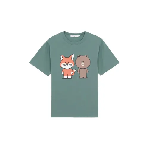 Line Friends X Maison Kitsune T-Shirts Unisex Green