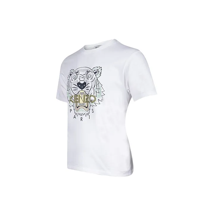KENZO Classic Tiger Head T Shirts Men White-2