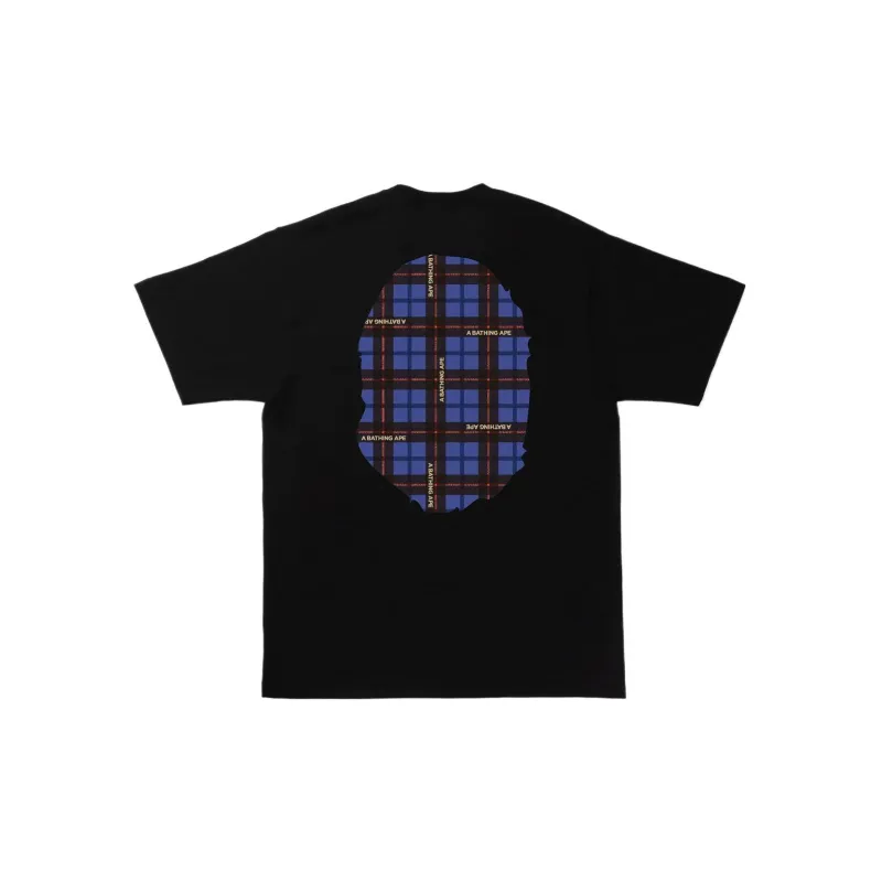 A BATHING APE Logo Check Big Ape Head Tee-1