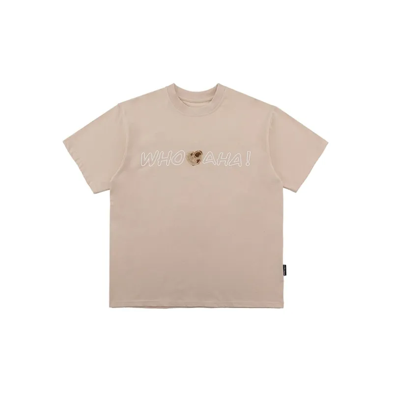 WHOA HA! Straight T Shirt Unisex Khaki-1