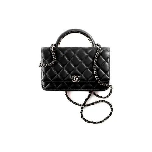 CHANEL Wallet On Chain With Handle Lambskin & Gold Black Black AP2844-B08461-94305