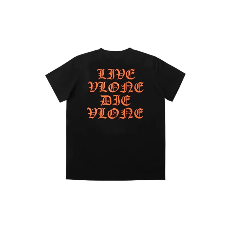 VLONE Gothic Alphabet Series T Shirts Unisex Black-1