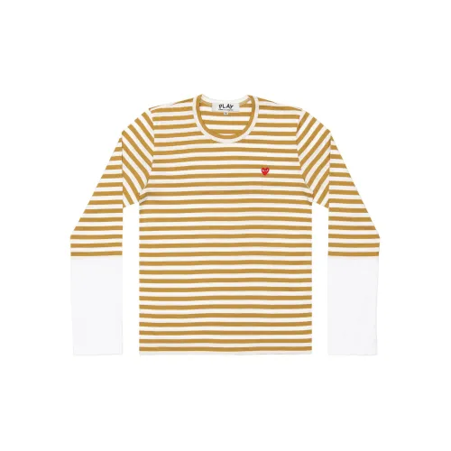 CDG Play T-Shirts Men Mustard Yellow