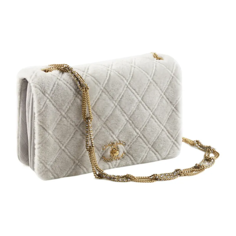 CHANEL Lambskin And Gold Metal Shoulder Bag, Crossbody Bag Women's White-1