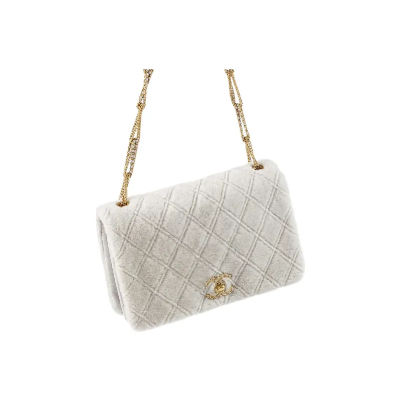 CHANEL Lambskin And Gold Metal Shoulder Bag, Crossbody Bag Women's White-3