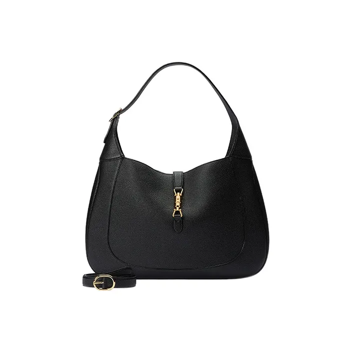 GUCCI Jackie 1961 Leather Crescent Shoulder Bag Shoulder Bag Large Size Women's Black-1