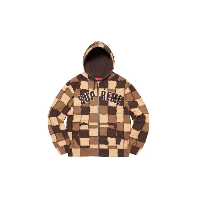 Supreme Reverse Patchwork Zip Up Hooded Sweatshirt - Cheap Rcj 