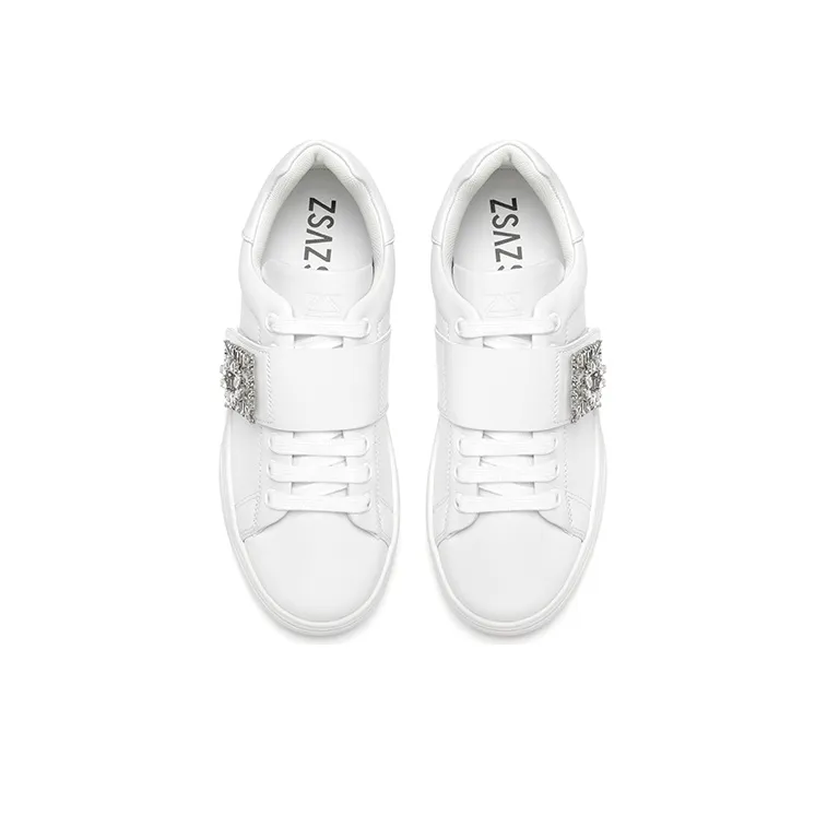 ZSAZSAZSU Skateboard Shoes Women's Low-Top White-3