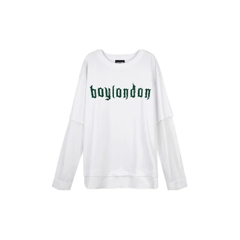 Boy London FW21 Straight Long Sleeved T Shirt Unisex White-1