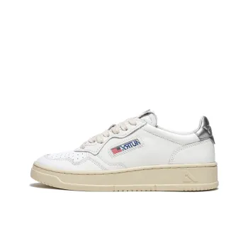 AUTRY Medalist Leather Low White Silver Women's