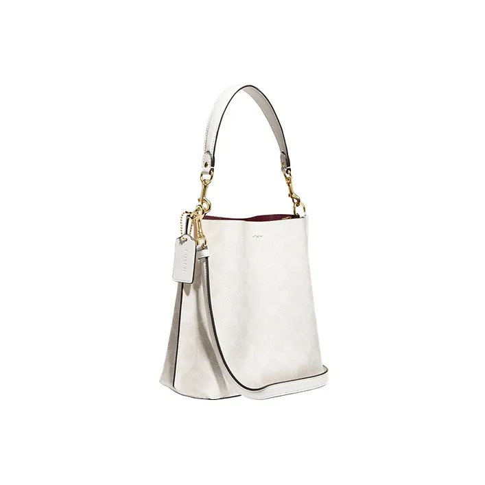 COACH Mollie Artificial Leather Bucket Bag Handbag Shoulder Bag Crossbody Bag Small Size Women's Chalk White-1