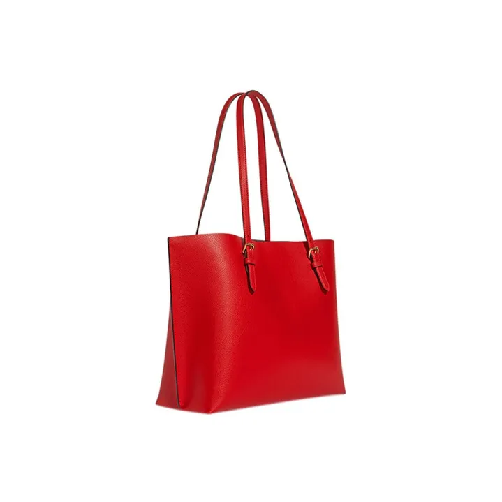 COACH Disney X Keith Haring Mollie Double Sided Leather And Smooth Pebbled Leather Tote Bag, Shoulder Bag Women's Red-1