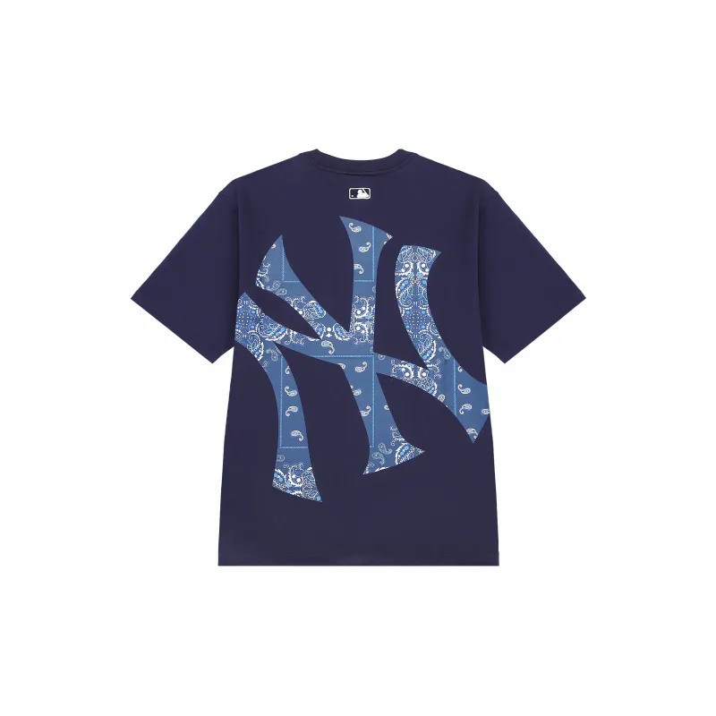 MLB Cashew Flower T Shirts Unisex Dark Blue-1