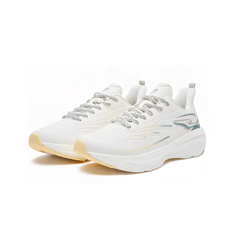 Erke Cushioning Anti Slip And Wear Resistant Breathable Rebound Low Top Running Shoes Women's White Green-2