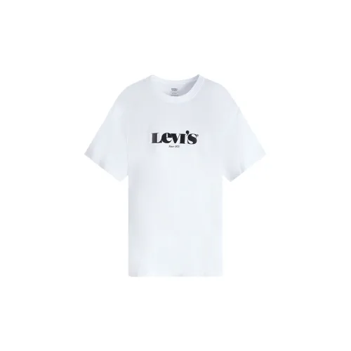 Levis Men’s Round-Neck Letter Logo Printing T-Shirt White Male