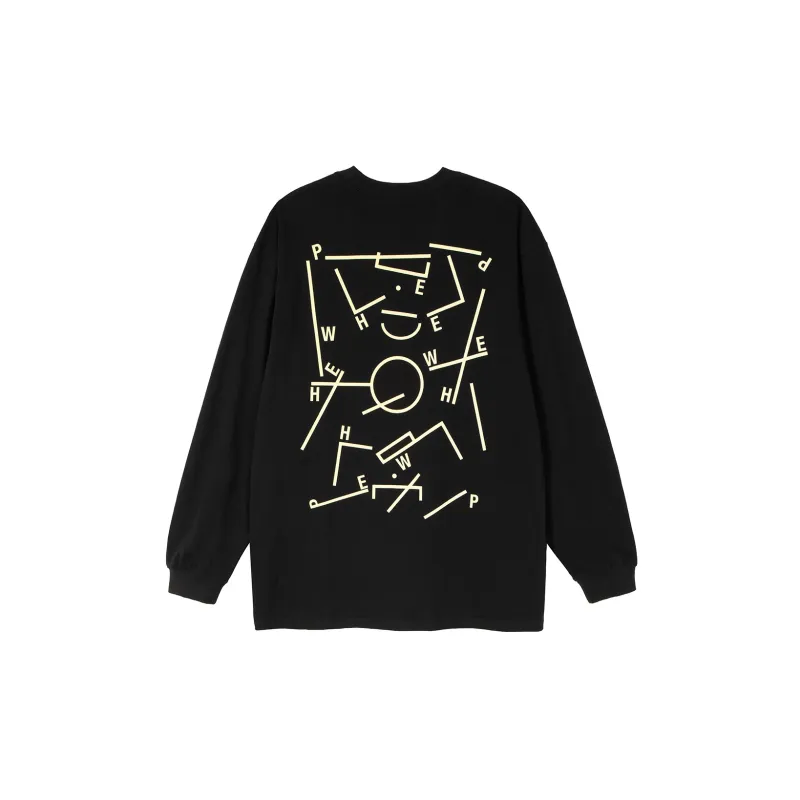 Phew Straight Long-Sleeved T-Shirt Unisex Black-1
