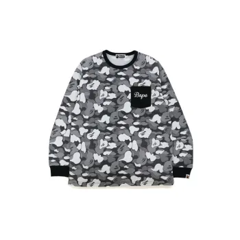 A BATHING APE Stripe Abc Camo Relaxed Fit Pocket L/S Tee