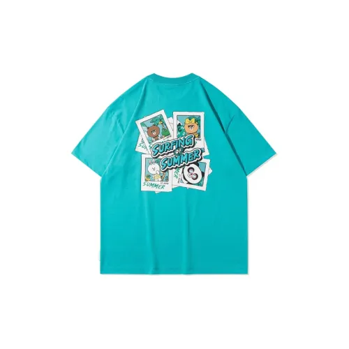 Line Friends X LINING Sports Fashion Collection T-Shirts Unisex Ice Celadon Green