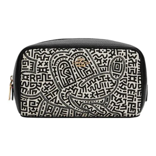 Keith Haring X Disney X COACH Boxy Makeup Bags Black