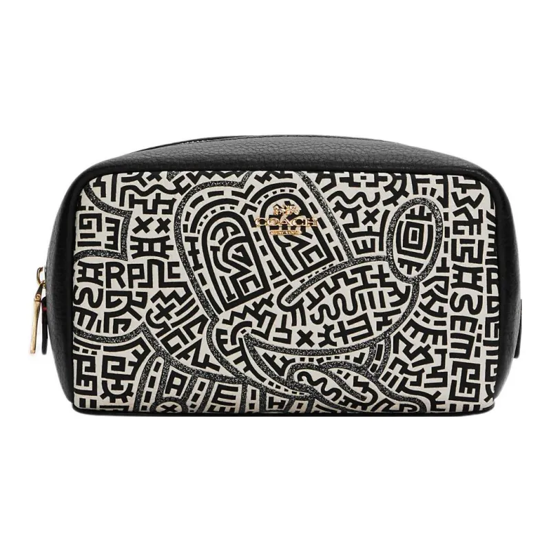 Keith Haring X Disney X COACH Boxy Makeup Bags Black-0