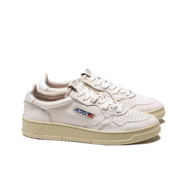 AUTRY Medalist Leather Low Goatskin White Women's-1