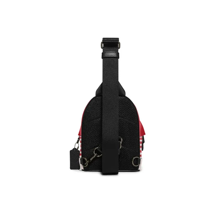 COACH Disney X Keith Haring Collaboration West Pebbled Leather Backpack Chest Bag Shoulder Bag Mini Unisex White & Red-2