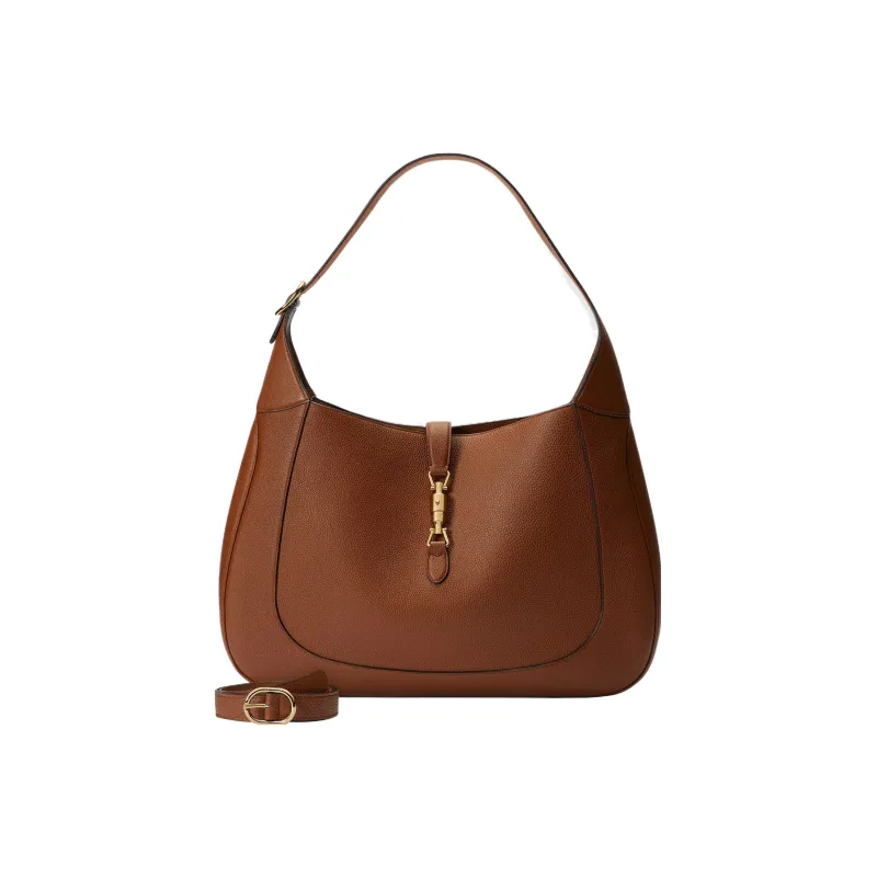 GUCCI Jackie 1961 Leather Crescent Shoulder Bag Shoulder Bag Large Size Women's Brown-1