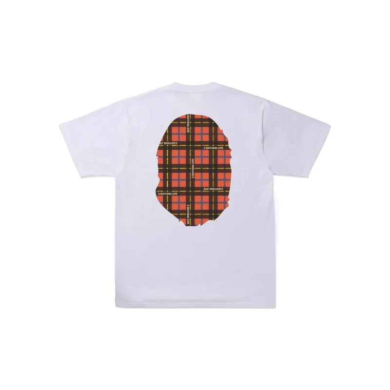 A BATHING APE Logo Check Big Ape Head Tee-7