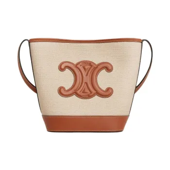 CELINE Cuir Triomphe Canvas With Leather Canvas Bag, Bucket Bag, Crossbody Bag, Shoulder Bag Women's Beige Tawny