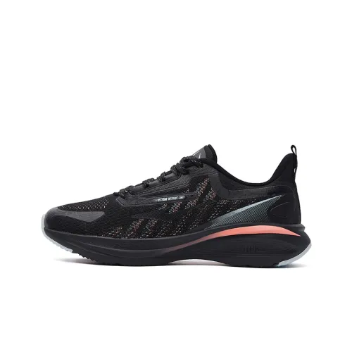 Erke Running Shoes Women's Low-Top Jet Black/Neon Orange Pink